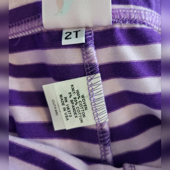Gurlybird Purple Green Beige Floral Striped Ruffle Cotton Dress Set Size 2T - Picture 10 of 10